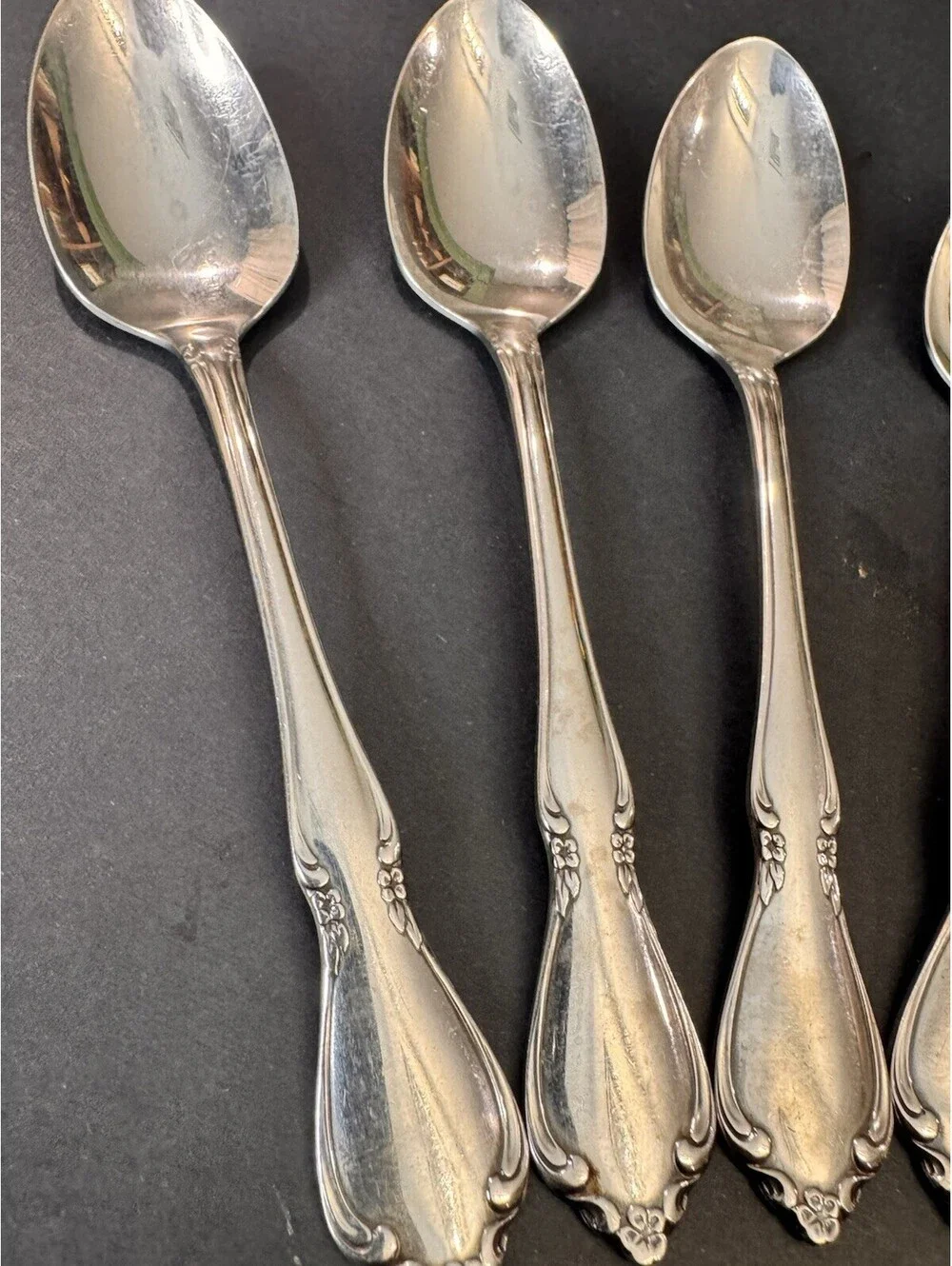 CHATEAU Oneidacraft Deluxe Stainless Steel 3 roses  7 Teaspoons set 6